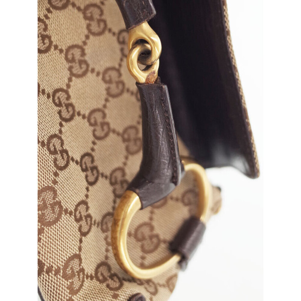 GUCCI Horsebit Chain Clutch Bag Brown Black - Picture 6 of 9